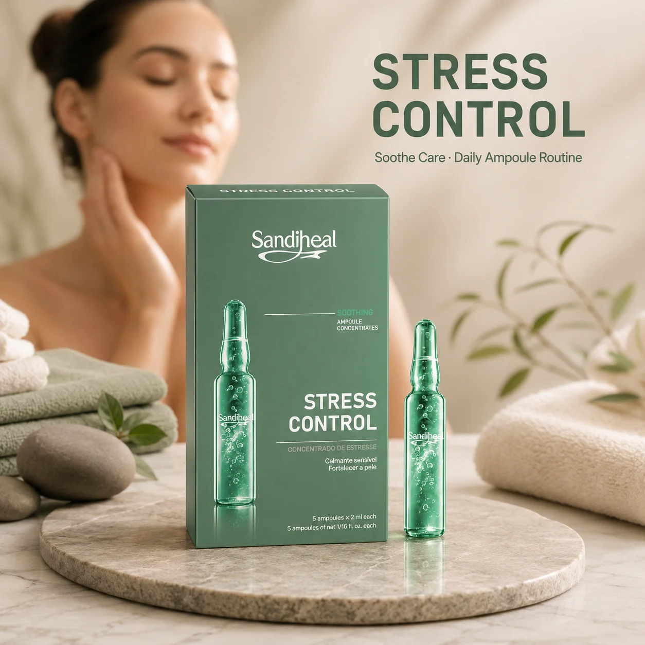 Ampollas Hidratantes SandiHeal, Suero Facial con Colágeno y Vitamina para Calmar y Reafirmar, Reparador, Iluminador, Cuidado de la Piel Coreano, Potenciador de Belleza