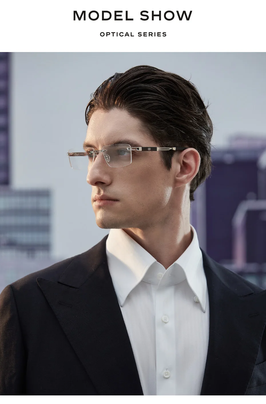 CAPONI-gafas sin montura para hombre, lentes de acetato de titanio puro, de negocios de lujo, UV400, nuevo diseño de marca, J23026 lentes armazones de lentes para hombre lentes opticos con receta personalizada