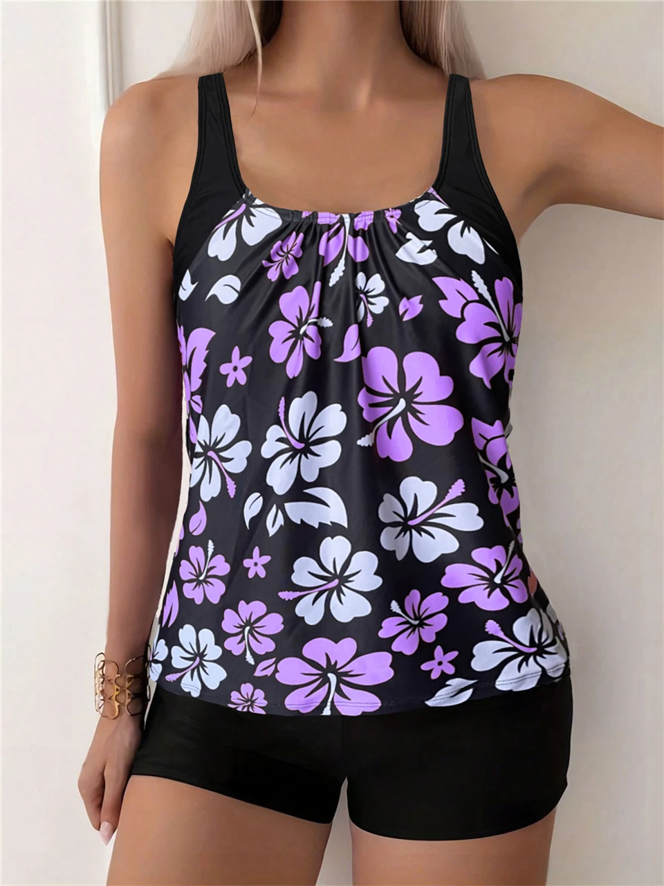 Conjunto de Tankini con Estampado Floral 2026, Traje de Baño de Dos Piezas, Traje de Baño Corto con Tirantes para Mujer, Ropa de Playa, Traje de Baño de Verano