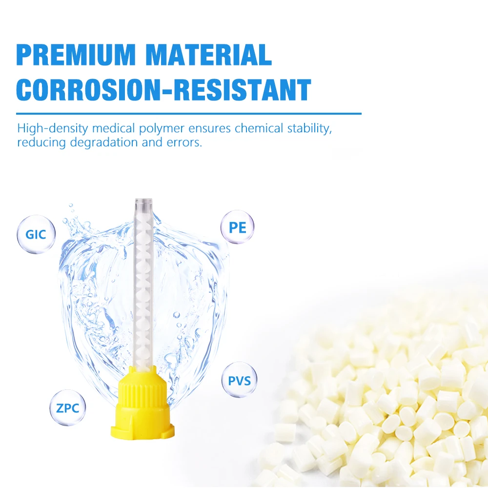 Puntas de mezcla Dental de 50/100 piezas, Materiales Dentales 1:1 para Material de goma de silicona ligero, suministros dentales desechables, tubo de mezcla