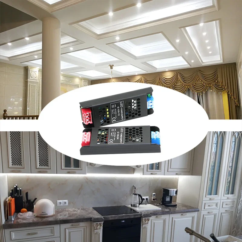 Fuente de Alimentación de Voltaje Constante 48W 60W 100W 150W 200W 300W 400W, Controlador Delgado para Tiras LED, Transformadores de Iluminación DC 12V / 24V