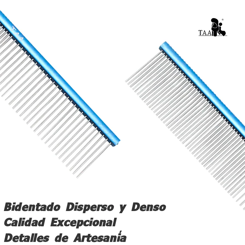 TAA Peine Profesional para Peluquería Canina Peine de Dientes Dobles para Mascotas Peine de Fila Densa y Esparcida FA-19 Elimina el Pelo de Nudos y Enredos