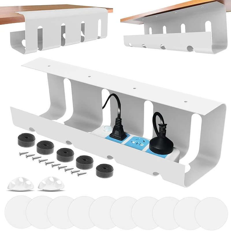 Bandeja Organizadora de Cables para Debajo del Escritorio, Bandeja de Acero para Gestión de Cables sin Perforaciones con Organizador de Cables y Organizador de Cables para Escritorio