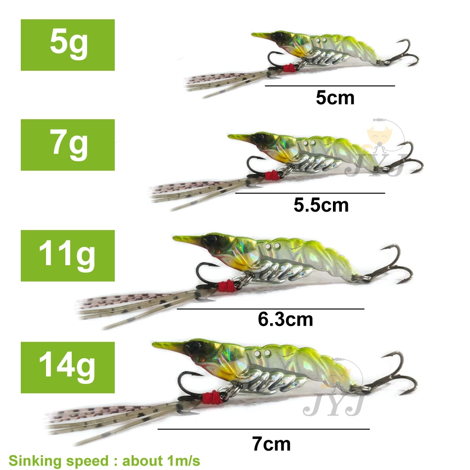 Señuelos tipo camarón de tiro largo, ganchos Wobbler de hundimiento VIB de Metal para Lucio, Walleye Bass con accesorios, 5g/7g/11g/14g, 1 ud.