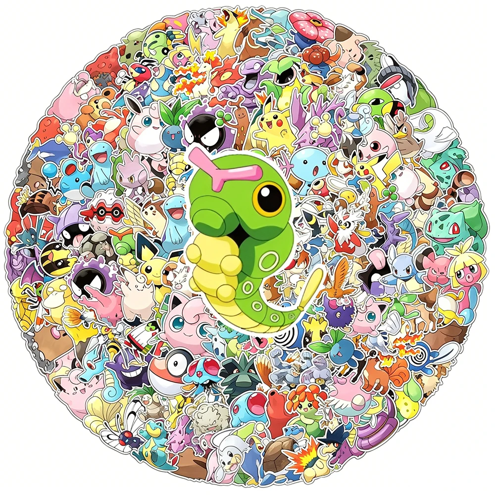 10/50/100/200/300 Uds. Pegatinas bonitas de Pokemon, calcomanías Kawaii de Anime Pikachu, pegatinas de dibujos animados impermeables para ordenador portátil y coche, juguetes, regalos