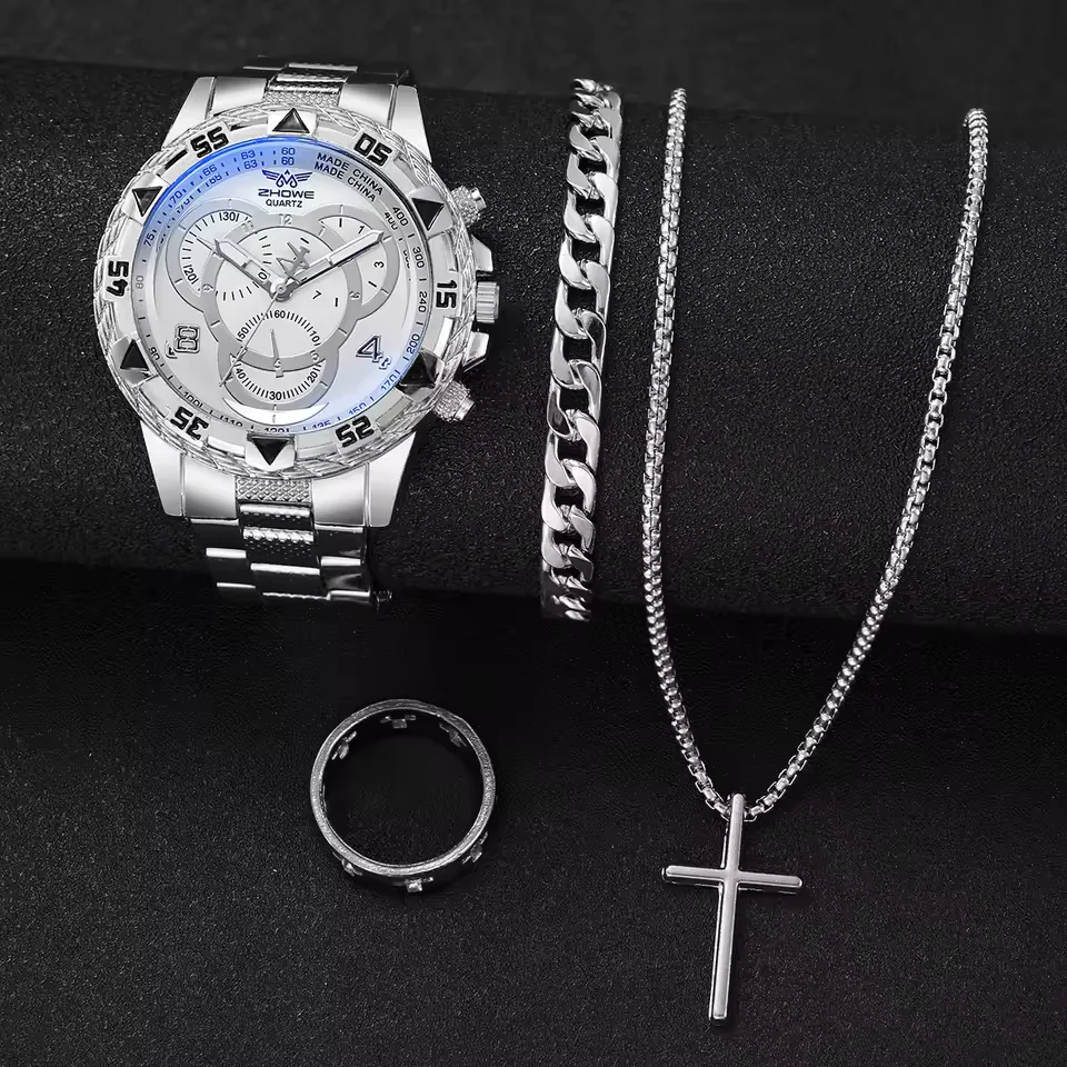 Relojes de negocios para hombre, reloj de cuarzo con esfera árabe y correa de acero para hombre (sin caja)