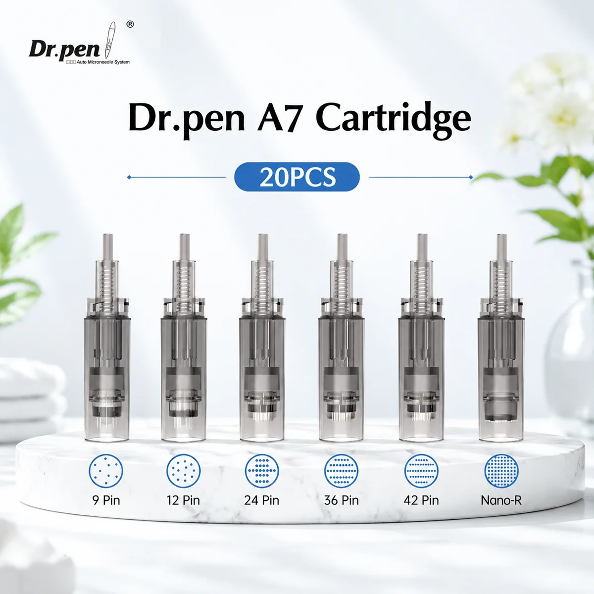 20 piezas de cartuchos de repuesto Dr.pen A7, longitud de la aguja 0.25 MM