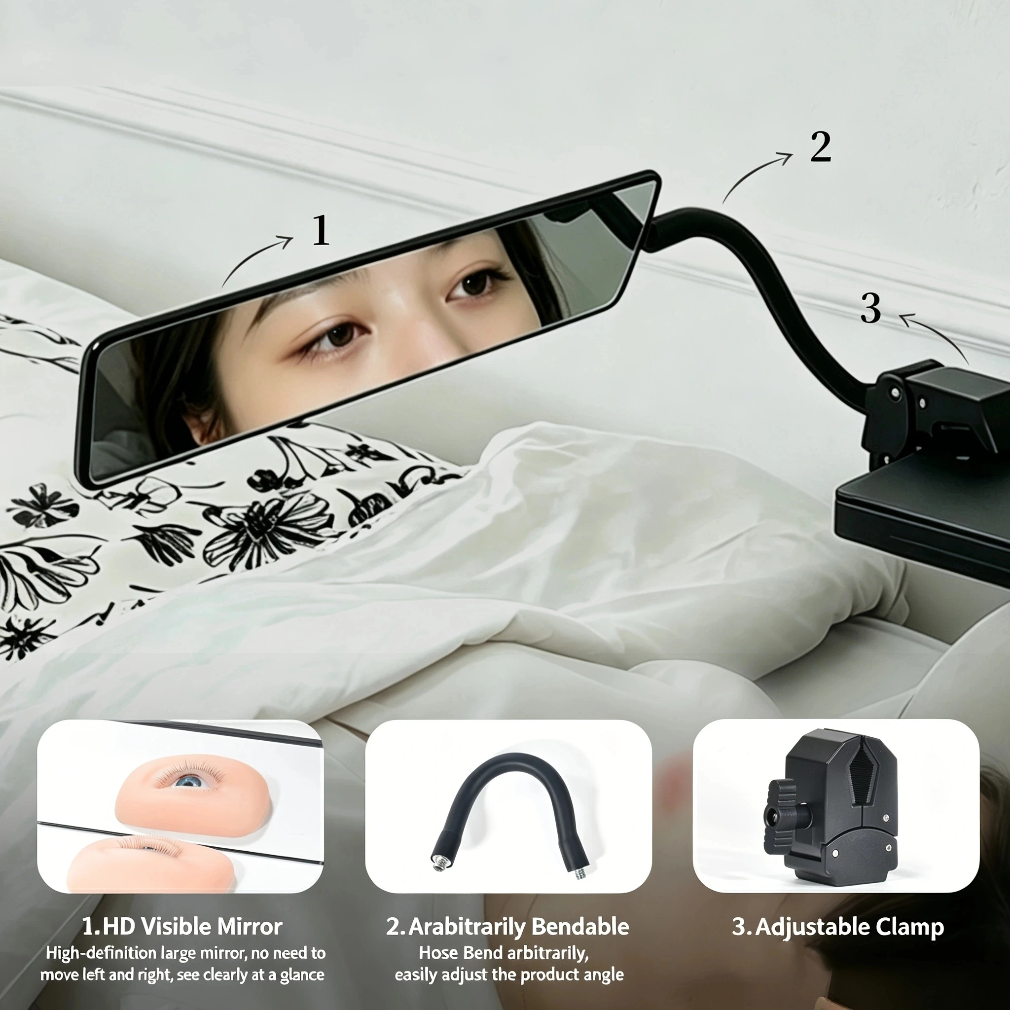 Espejo Profesional para Extensiones de Pestañas (3 Piezas), Herramienta de Verificación HD, Observación de Injertos, Anti-deformación, Suministros para Artistas de Pestañas y Salones