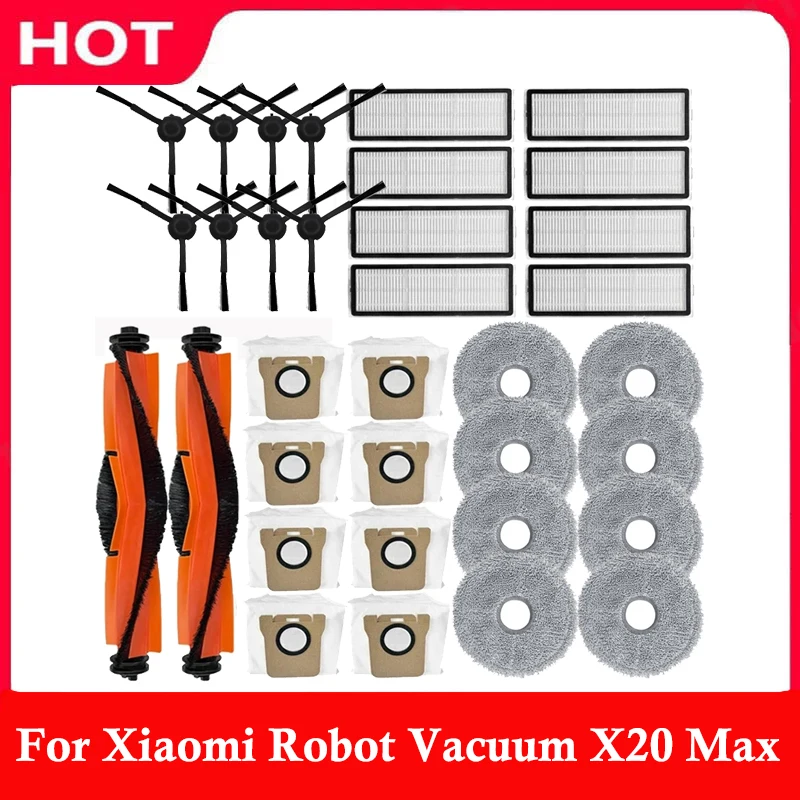 Para Xiaomi Robot aspirador X20 Max / D109GL / Mijia M30 accesorios cepillo principal Cepillo Lateral filtro Hepa paño de mopa bolsa de polvo