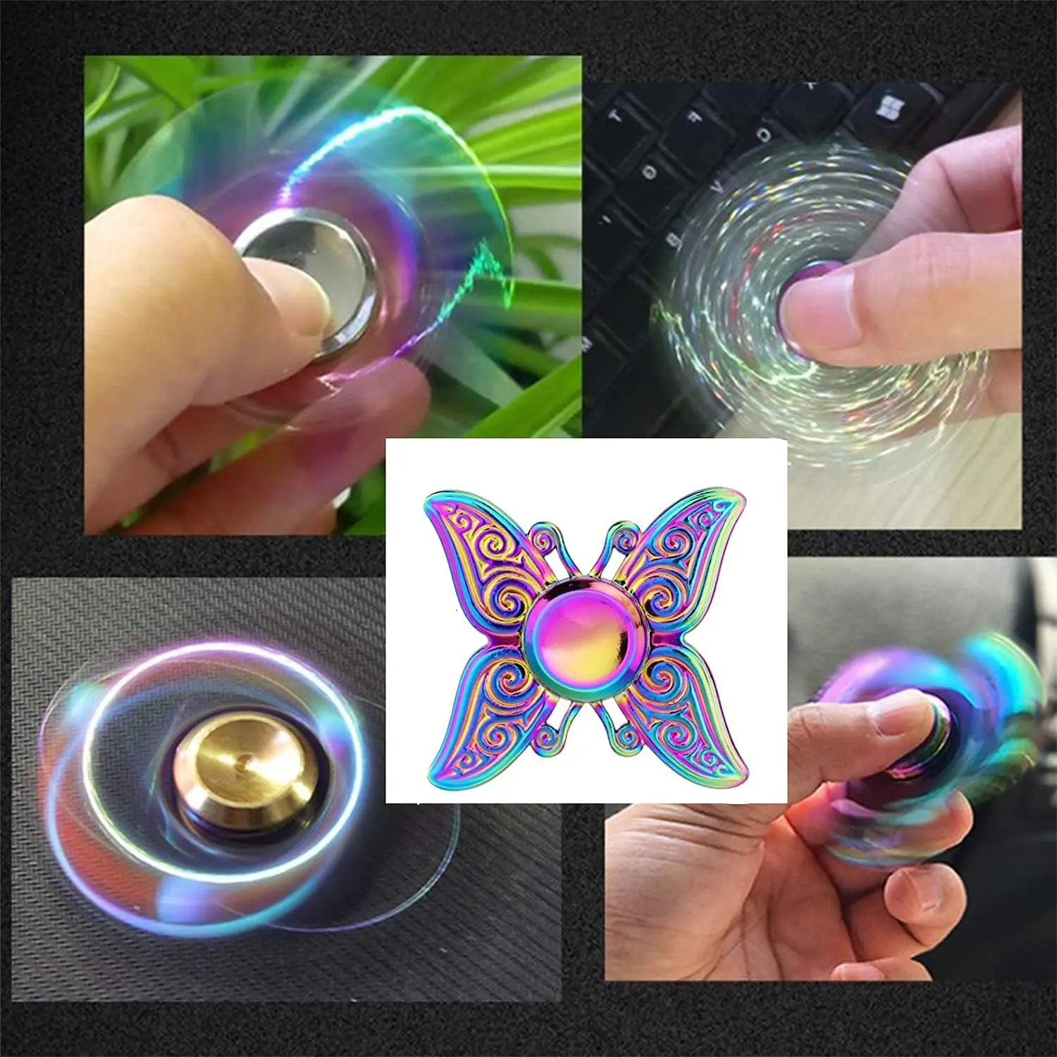 Juguetes giratorios de Metal arcoíris con rodamiento de acero inoxidable, Spinner para aliviar el estrés de alta velocidad, juguetes de ansiedad para TDAH para chico adulto