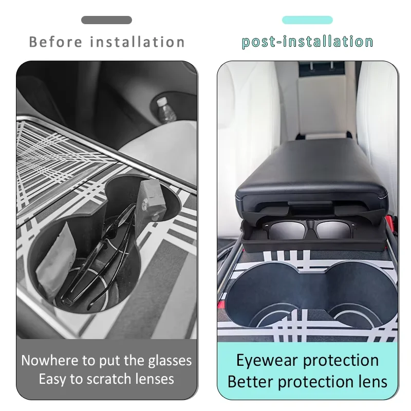 Caja de almacenamiento con reposabrazos Central para Tesla Model Y 3 Highland Juniper, estuche de almacenamiento para gafas de coche, accesorios multifuncionales