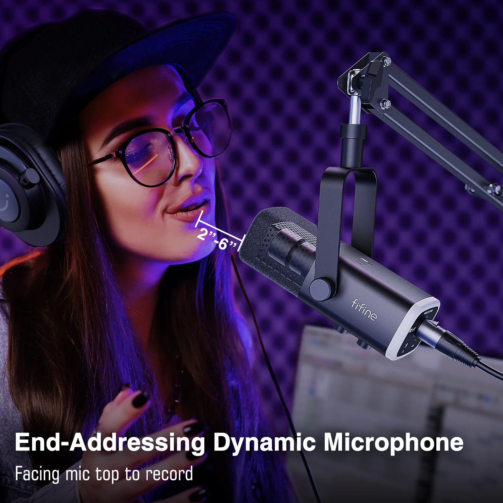 FIFINE-Kit de micrófono dinámico XLR con brazo Boom para mezclador, juego de micrófono USB para juegos con RGB, Control de volumen para PC PS5/4 AmpliGame AM8T