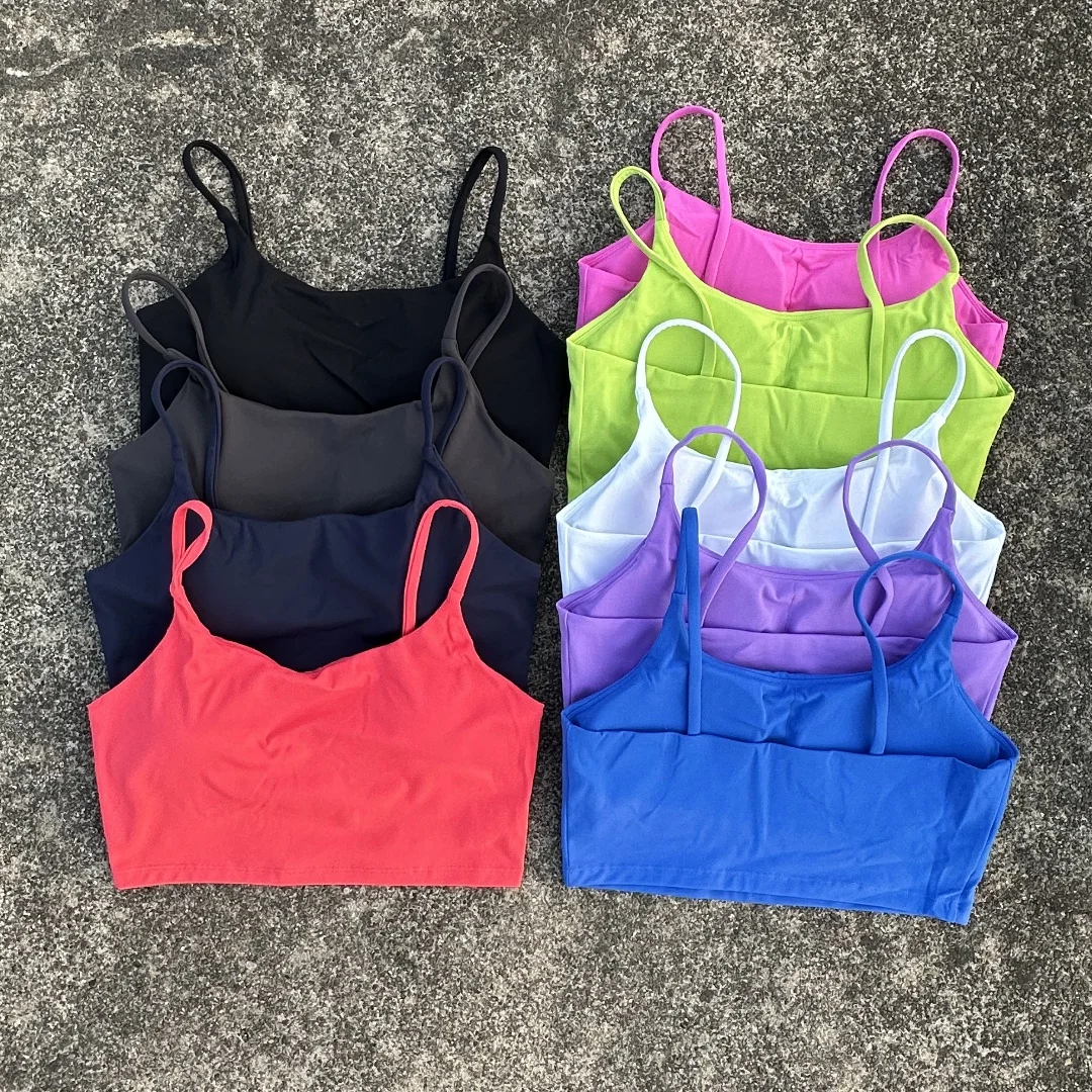 Sujetador deportivo de Color sólido para mujer, Top para gimnasio, Yoga, triángulo, sin espalda, atlético, recortado en la espalda, entrenamiento ajustado cruzado, suave con almohadilla para el pecho