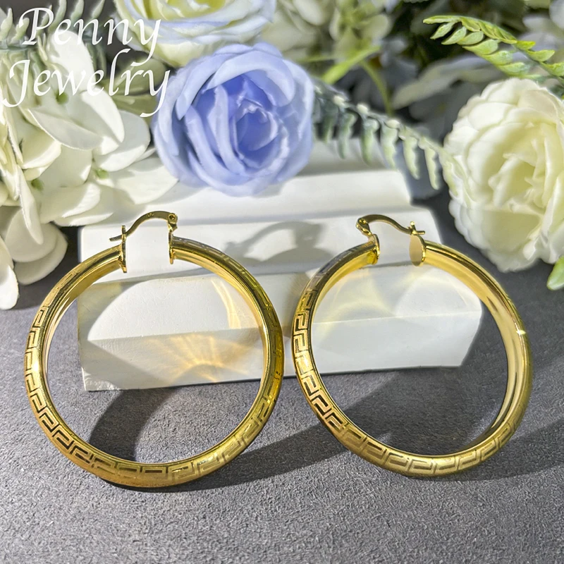 Pendientes de aro redondos grandes chapados en oro de 18 quilates para mujer, pendientes circulares Vintage de cobre, regalos de boda para fiesta, conjuntos de joyería italiana africana