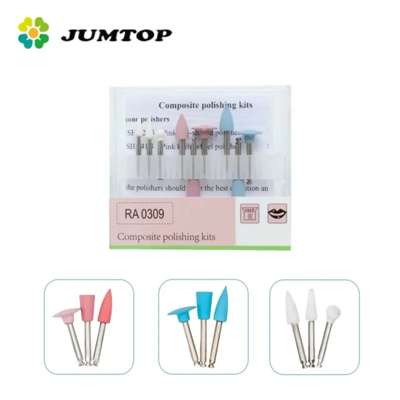 JUMTOP-Kit de pulido compuesto Dental, cabezal de rejilla de resina para pieza de mano de baja velocidad, fresa de pulido de dientes de goma