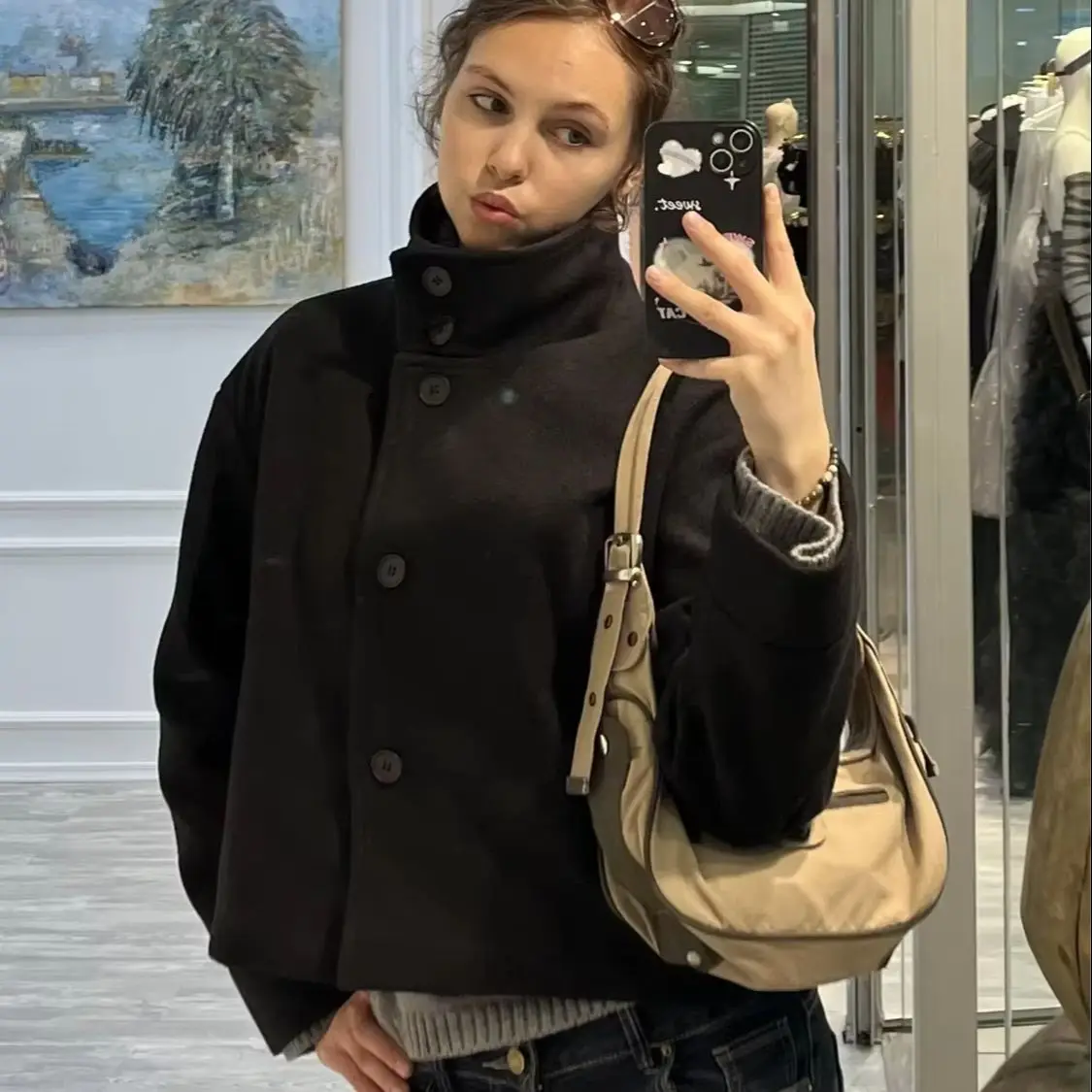 Chaquetas gruesas de cuello alto para mujer, ideales para otoño e invierno. Abrigos largos de manga larga, de corte holgado y con un solo botón, para mujer. Prendas de abrigo cortas para mujer.