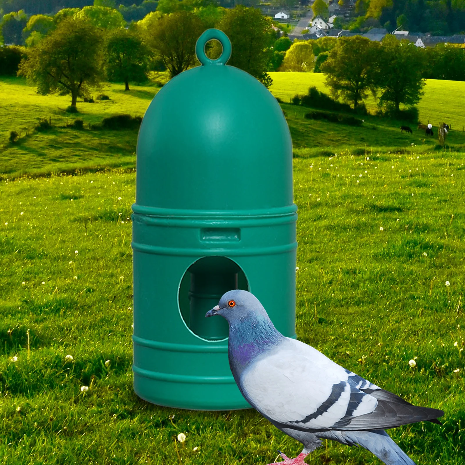 Dispensador de agua para loros con mango, bebedero para palomas de cría, bebedero automático para pájaros, periquito, patos, pollitos, jaula para aves de corral