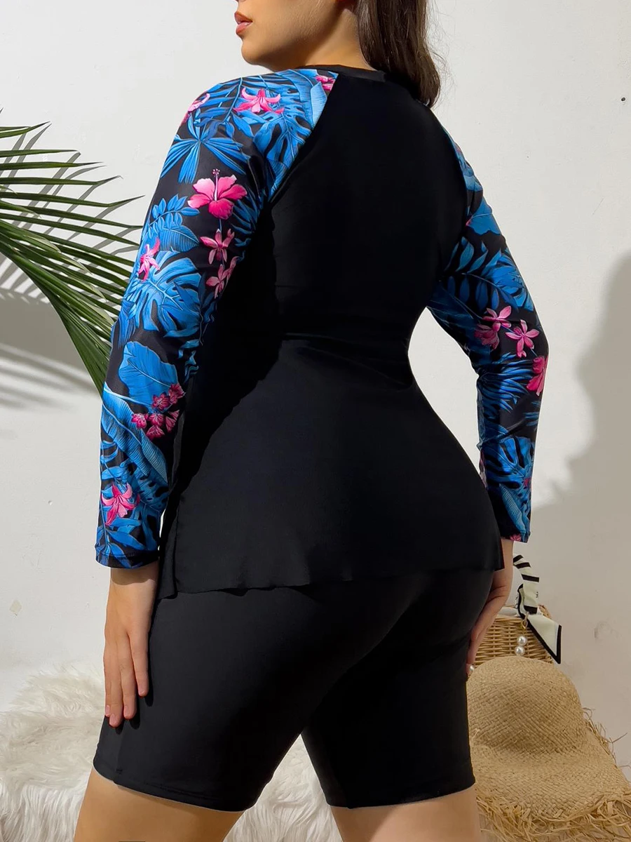 Traje de Surf de Manga Larga Talla Grande 2026, Traje de Baño de 2 Piezas para Mujer, Ropa de Baño Femenina, Traje de Natación, Ropa de Playa