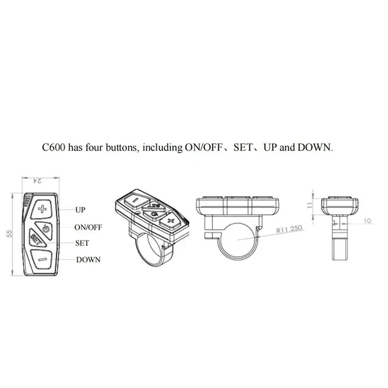 Panel de botones de pantalla de cable (personalizado) de BIGstone LCD para kits de conversión de reparación actualizados de bicicleta eléctrica C600E C600 C800 C40