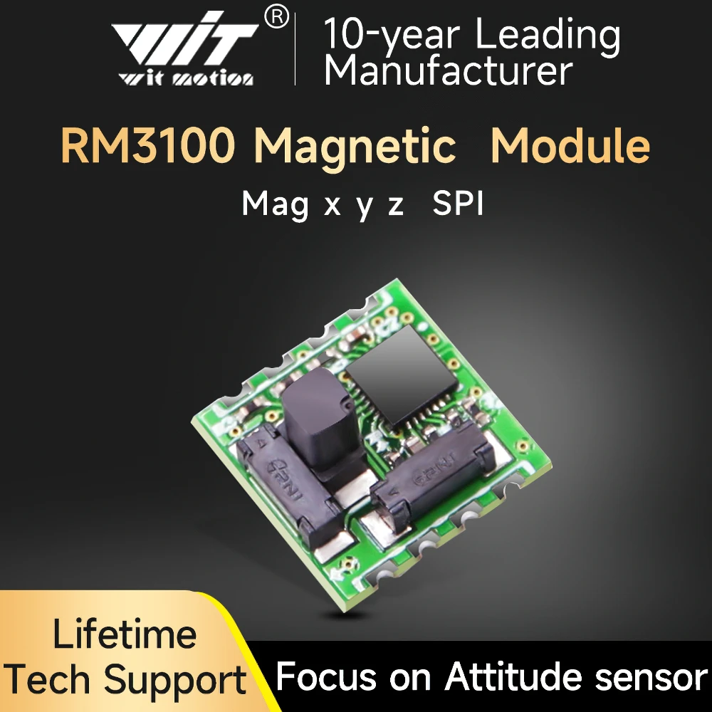Sensor Magnetómetro Industrial WitMotion PNI RM3100, Salida de Campo Magnético de 3 Ejes, Brújula Electrónica Digital SPI para Arduino