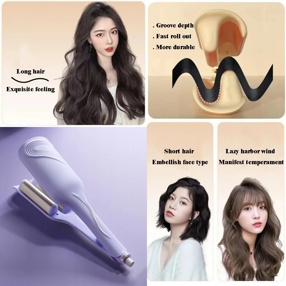 Rizador de Pelo Profesional, Herramienta para Rizar con Efecto Ondulado, Estilizado Duradero, Calentamiento Rápido, Rizador Eléctrico con 4 Temperaturas Ajustables, 32MM