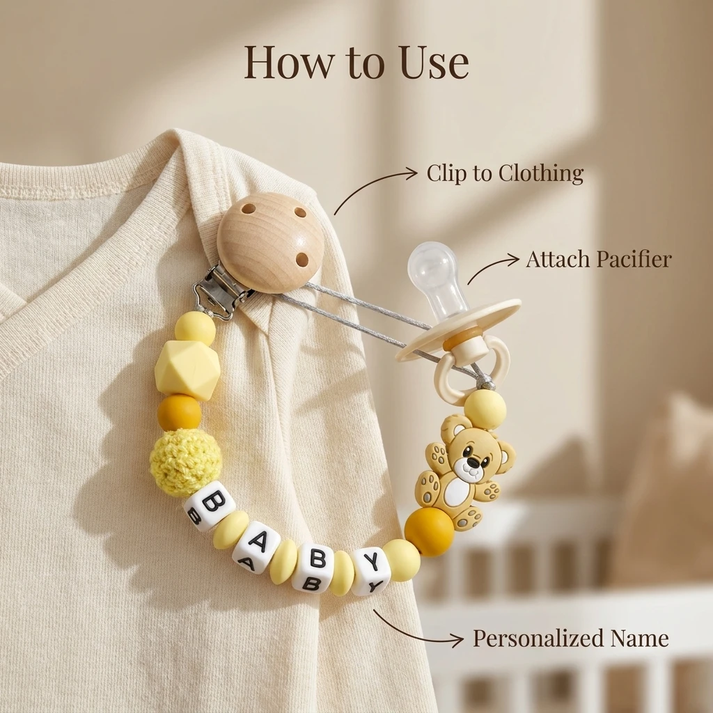 Clip para Chupete Personalizado con Nombre 2026, Cadena de Silicona con Osito, Mordedor Libre de BPA, Soporte para Chupete, Regalo para Baby Shower