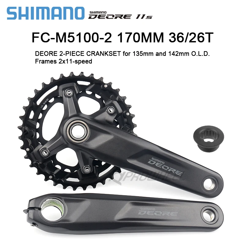 Juego de Bielas Shimano Deore M5100 10/11S para Bicicleta de Montaña, FC-M5100 170/175mm, Eje de Pedalier BB52 M500 M501