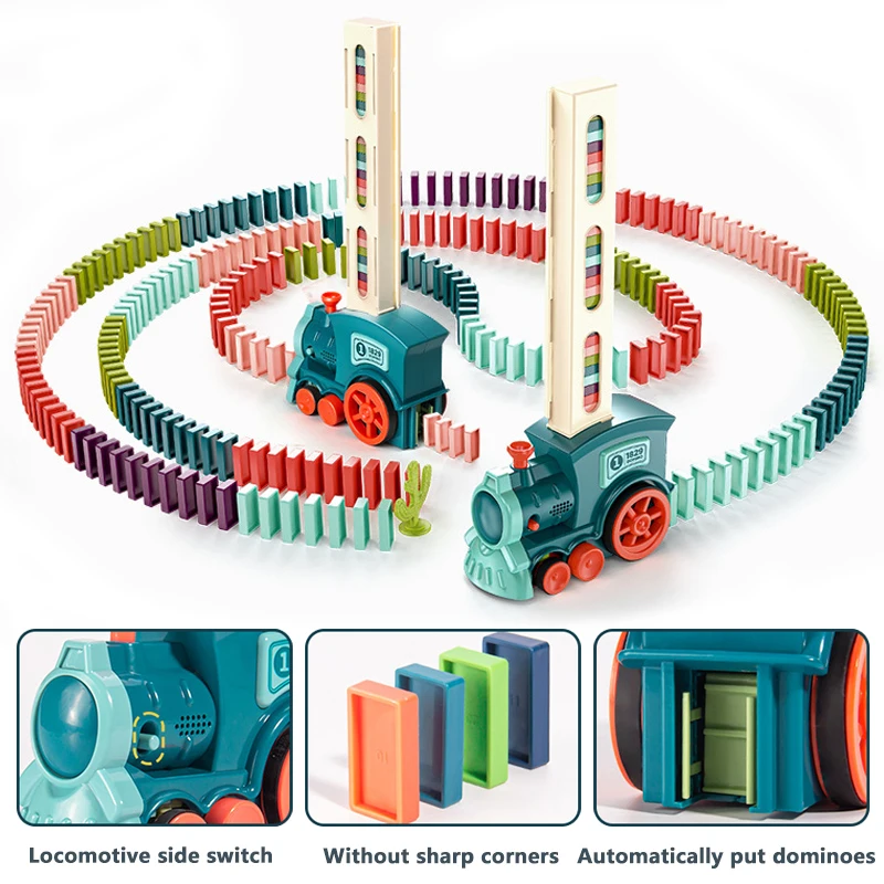 Tren Eléctrico Automático para Colocar Dominós, Clips para Dominós y Accesorios, Kits de Bloques de Dominós, Juegos Educativos