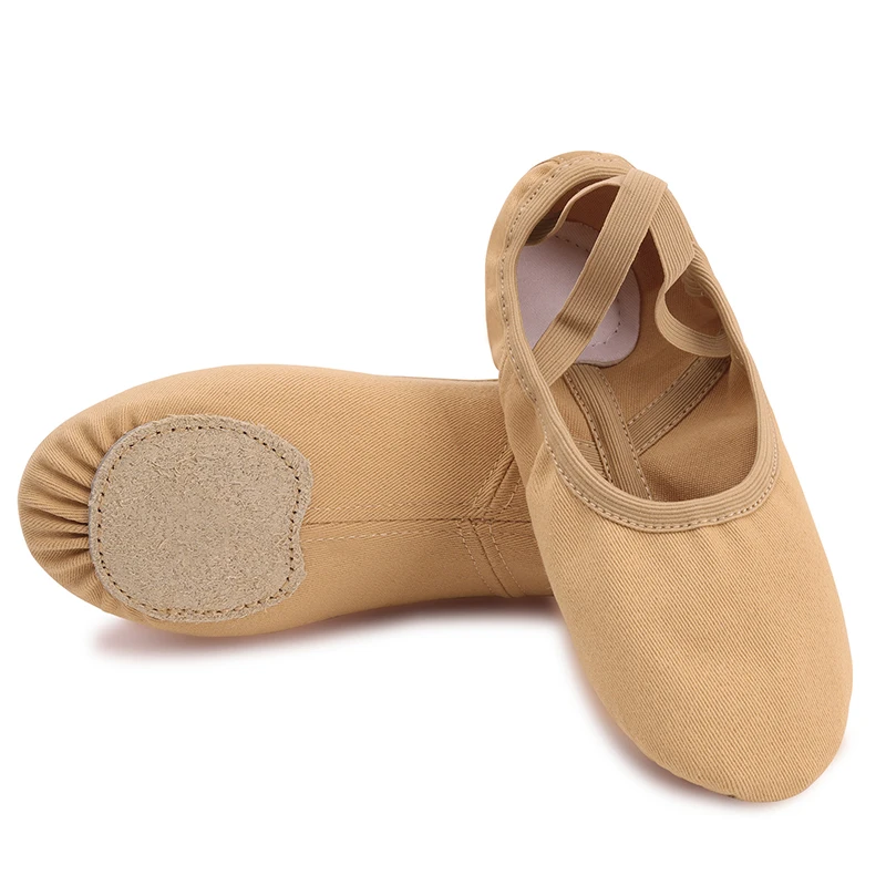 USHINE-bailarinas de lona elástica para mujer, zapatos de baile profesionales para niña, zapatos suaves con abertura, bailarinas de tela elástica
