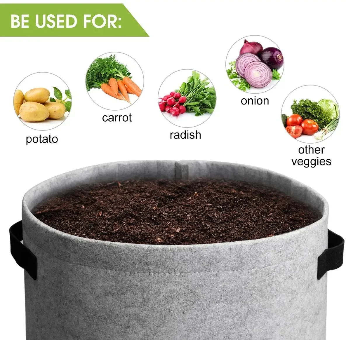 Bolsas de fieltro para cultivo de plantas, tela no tejida, maceta de patatas de jardín, bolsas de cultivo de verduras de invernadero, herramientas verticales hidratantes, 3 estilos