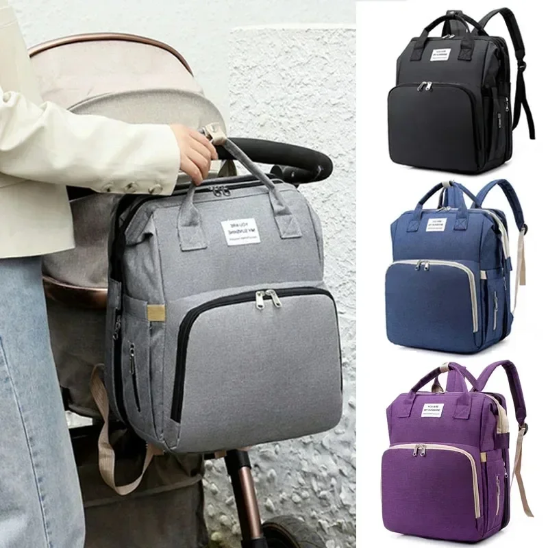 Mochila Pañalera de Gran Capacidad para Mamá con Cambiador, Cama Plegable para Bebé y Bolsa de Lactancia para Almacenamiento de Biberones