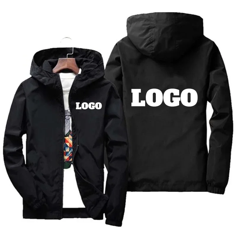 Chaqueta impermeable con logotipo de marca personalizado para hombre, cortavientos cálido, ropa informal, 6Xl talla grande, verde, negro, rojo, para exteriores, otoño