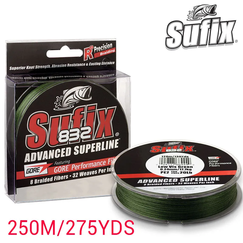 Sufix 832 Línea de Pesca Trenzada - Longitud: 250m/275m, Diámetro: 0.2mm-0.42mm, Tamaño: 30-86lb PE Power Linha Multifilamento