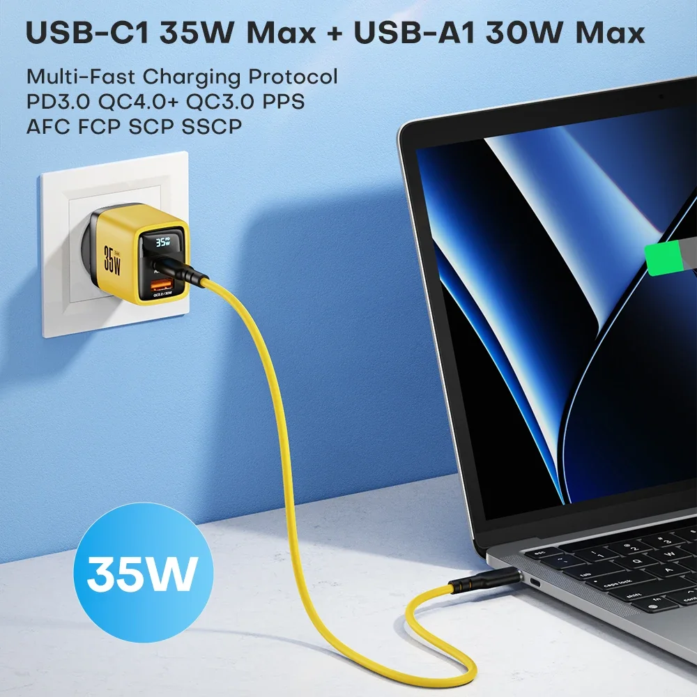 ASOMETECH GaN 35W carga rápida tipo C cargador USB QC4.0 PD3.0 PPS 30W 25W cargador rápido para IPhone 15 Pro Samsung S23 Xiaomi