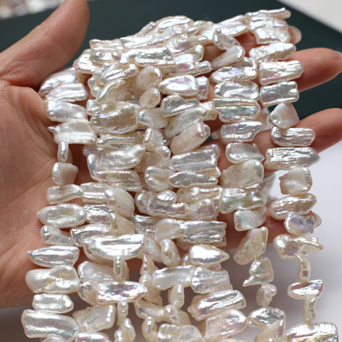 8x16mm5A impecable Natural de agua dulce barroco blanco Pipa cuentas aisladas regalo de mujer joyería hacer DIY collar pulsera Accesorios