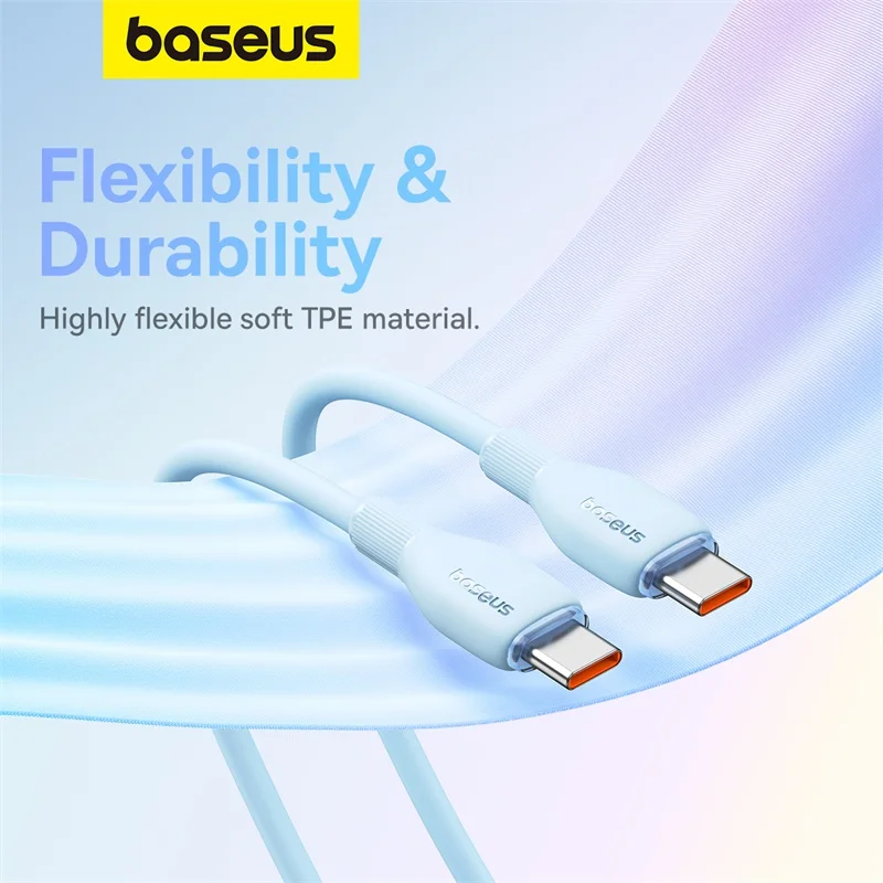 Cable Baseus PD 100W USB C a USB tipo C para Macbook Cable de carga rápida para iPhone 16 15 Cable tipo C para Xiaomi