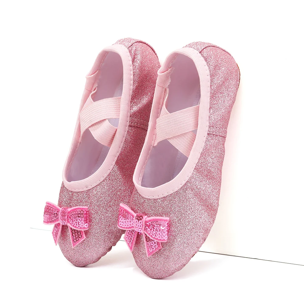 Zapatos de baile de Ballet para niñas, zapatos planos de baile de Ballet para mujeres y niños, zapatillas de Ballet para mujeres, zapatos de entrenamiento de Salsa con lentejuelas