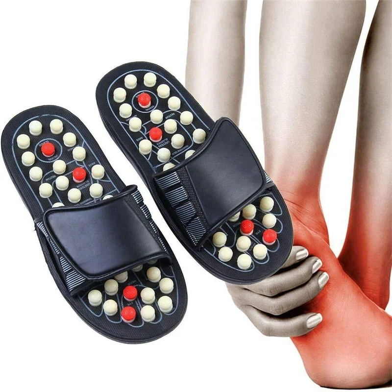 Zapatillas de masaje de acupuntura para hombres y mujeres, sandalias para pies, terapia de acupresión china, zapatos masajeadores de pies giratorios médicos, Unisex