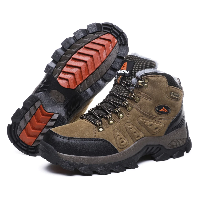 Botas de senderismo de talla grande 48 para hombre, calzado antideslizante de piel cálida para exteriores, calzado de moda para mujer, botines de trabajo al aire libre para verano e invierno