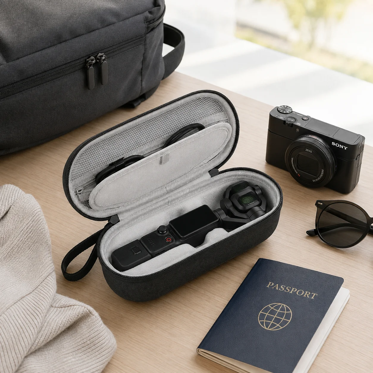 Estuche para DJI Osmo Pocket 4P, Resistente al Agua y a Impactos, Bolsa Rígida Portátil con Compartimentos para Cámara, Micrófono, Tarjetas SD, Filtros