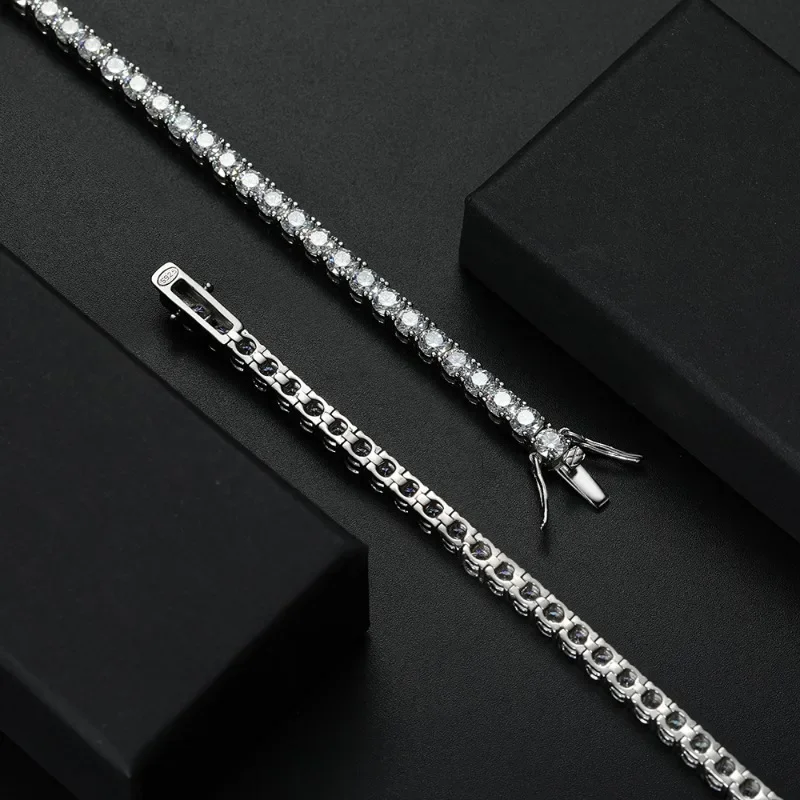 Precio de fábrica D VVS1 pulsera de tenis de moissanita Plata de Ley 925 clásicos de una sola fila con pulseras GRA para mujer hombre joyería