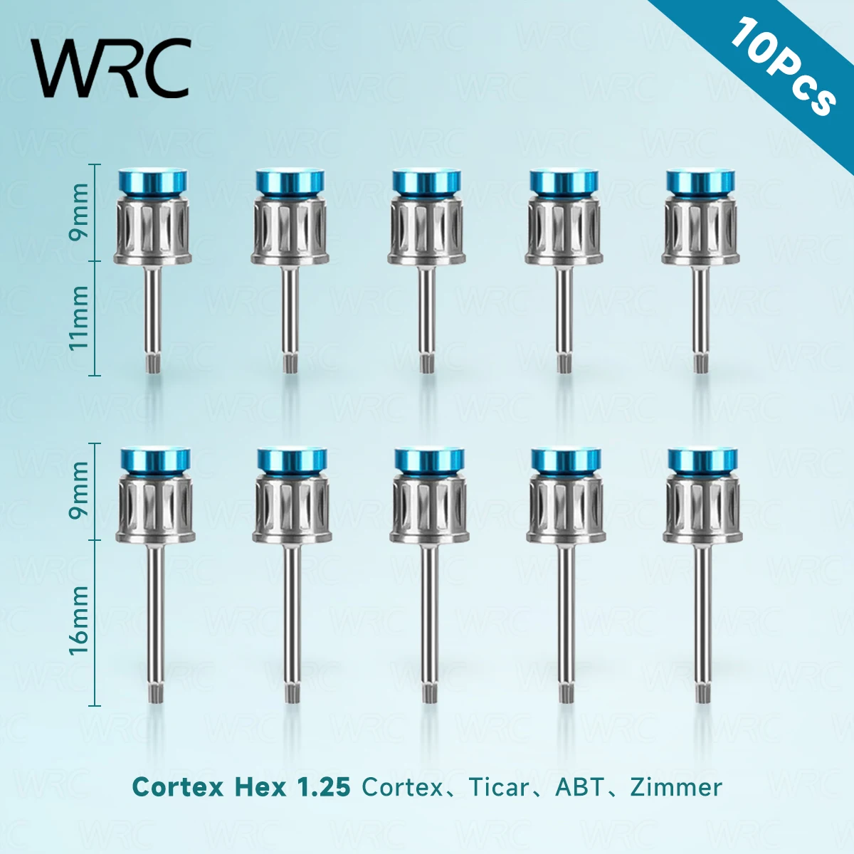 Juego de 10 Destornilladores Hexagonales para Implantes Dentales 1.20 1.25 1.27 1.40 NOB ITI 20mm 25mm, Herramientas para Clínica Dental, Laboratorio y Restauración