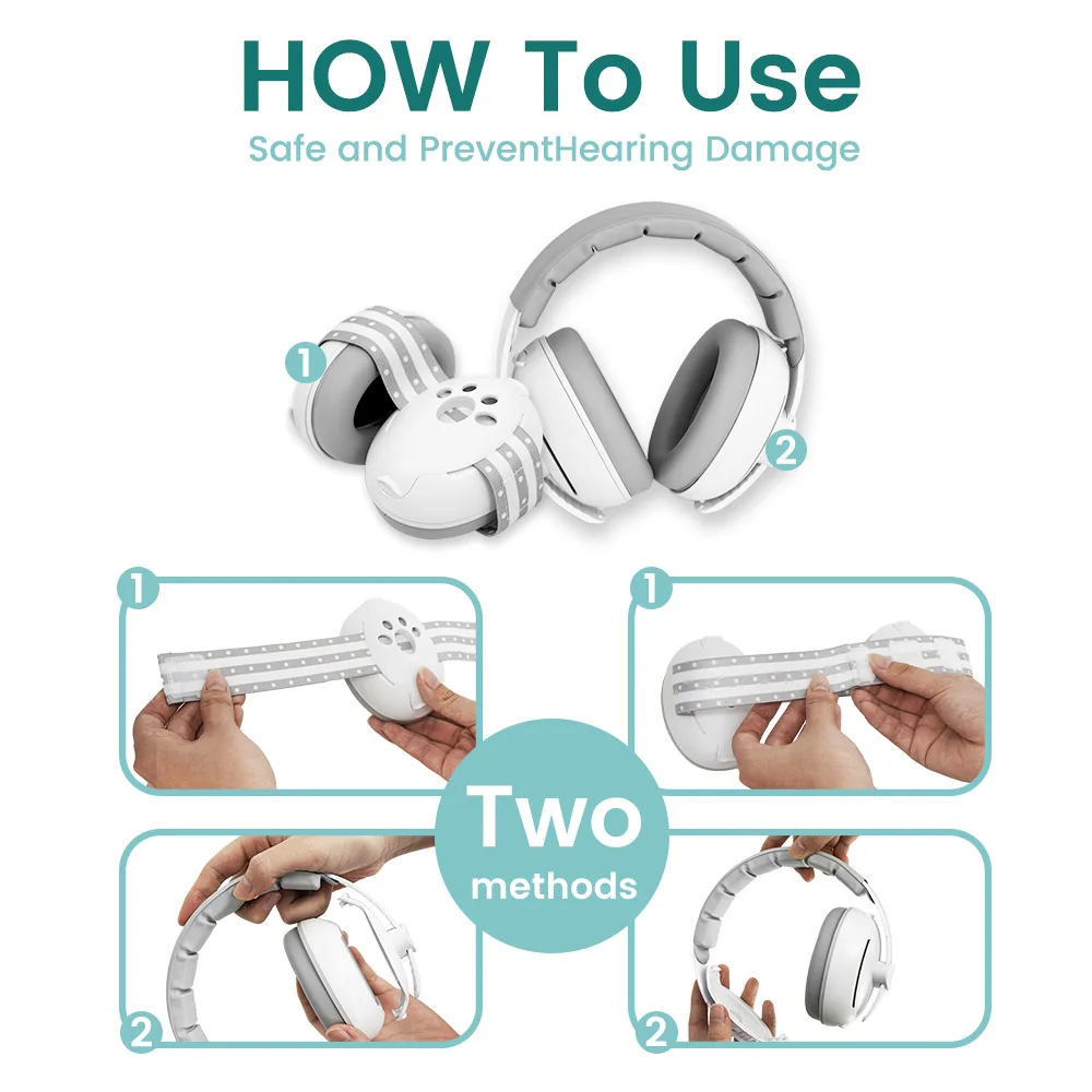 Protección auditiva para bebés Auriculares con cancelación de ruido para bebés, protección auditiva para bebés 2 en 1, elementos esenciales de viaje para bebés al aire libre