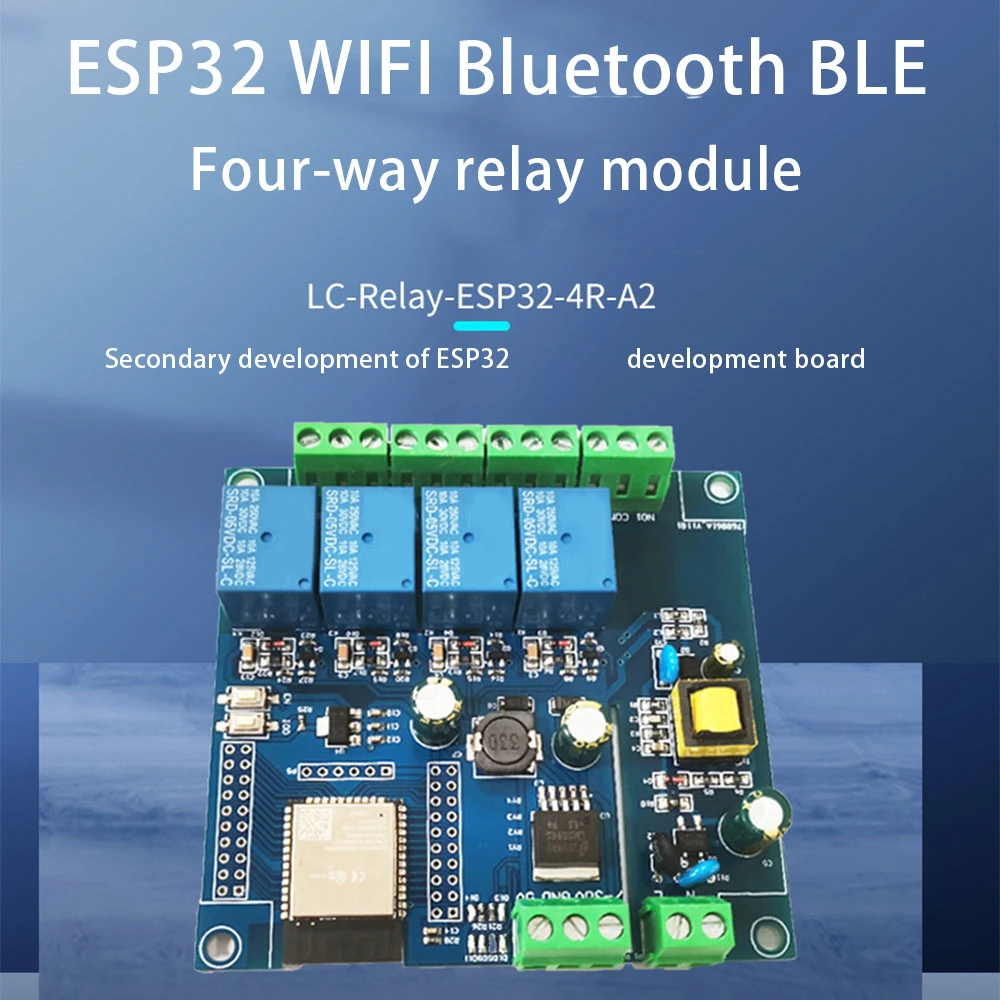 Placa de desarrollo de relé ESP32, fuente de alimentación CA/CC, WiFi, Bluetooth, BLE, módulo de relé de 4 canales ESP32-WROOM