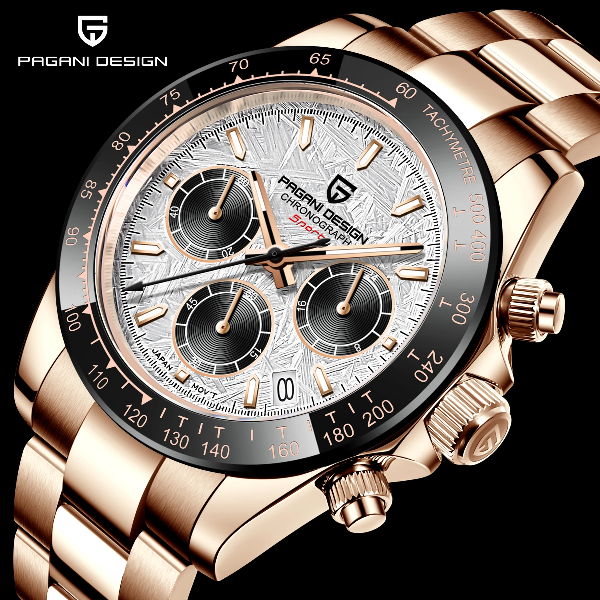 Reloj PAGANI DESIGN 2026 para Hombre, Nuevo, de Lujo, en Oro Rosa, Cuarzo, 100M Resistente al Agua, Cronógrafo Deportivo