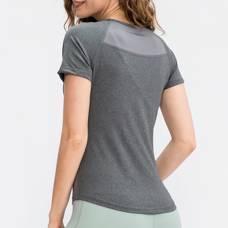 Tops de Yoga para mujer, camiseta deportiva transpirable para entrenamiento físico, correr, Yoga, camiseta de manga corta de secado rápido para gimnasio