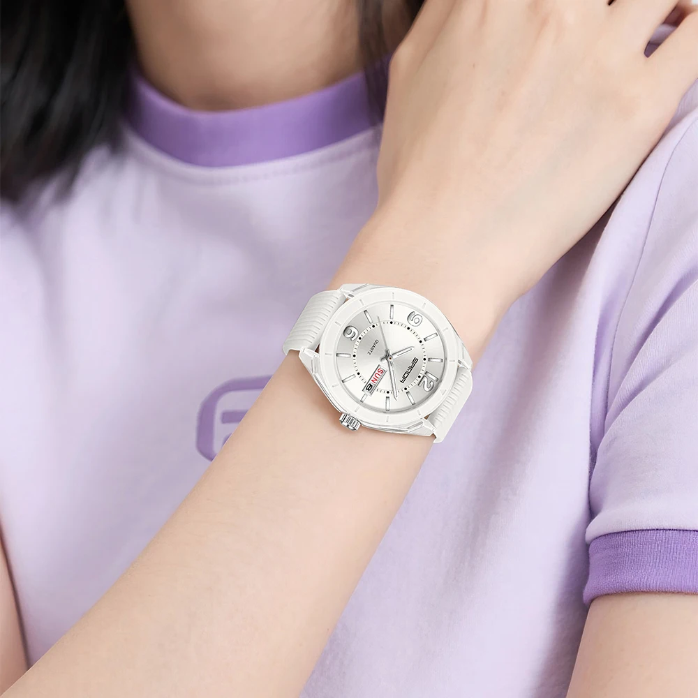 Reloj de cuarzo SANDA para mujer, resistente al agua, fecha automática, semana, elegante reloj de pulsera de lujo para mujer, relojes analógicos impermeables para mujer