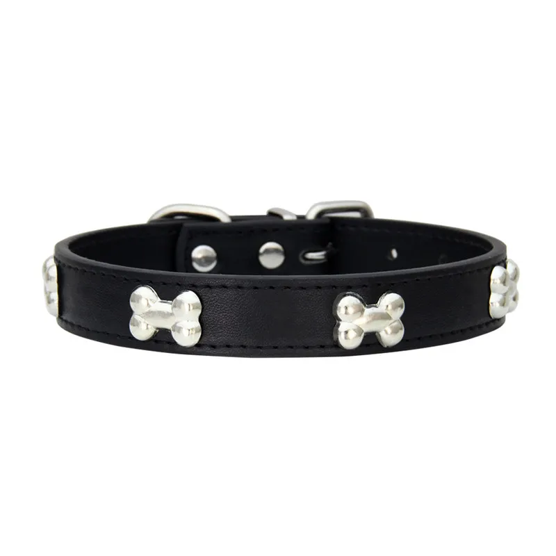 Collares duraderos de cuero de hueso para perros y cachorros, collares para perros pequeños y grandes, accesorios para gatos, Chihuahua, Collar para mascotas para perros pequeños