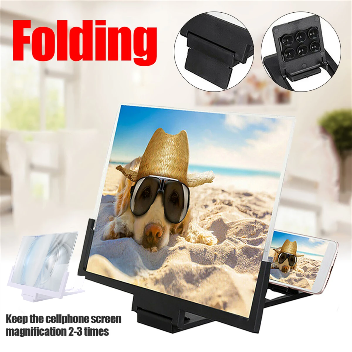 AMPLIFICADOR DE PANTALLA DE TELÉFONO DE 14 pulgadas, lupa 3D, lupa, amplificador de vídeo HD, soporte para teléfono, soporte de pantalla agrandada