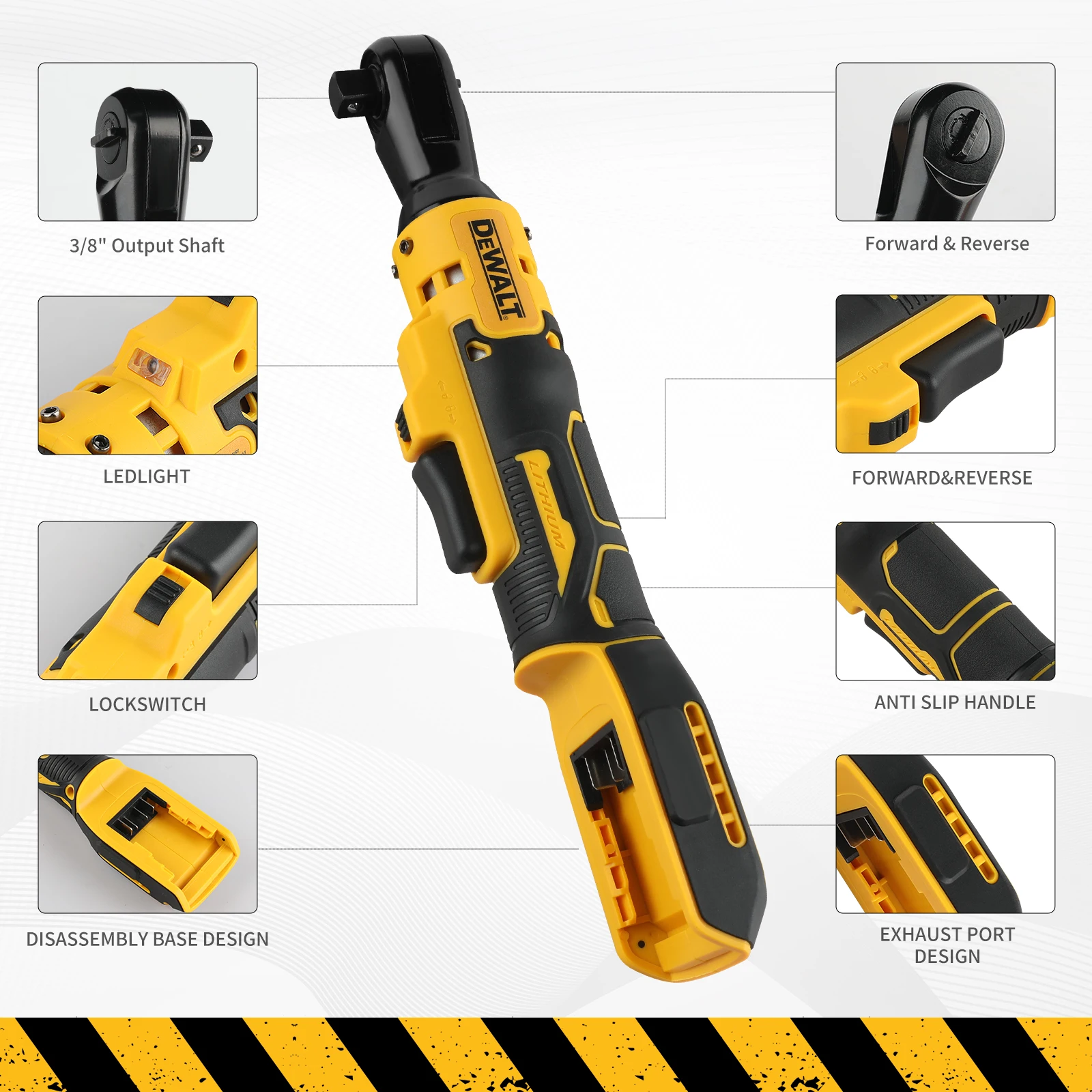 Dewalt DCF513/DCF512 Llave de trinquete de ángulo recto Controlador inalámbrico LED Llave de potencia de velocidad variable Herramientas eléctricas